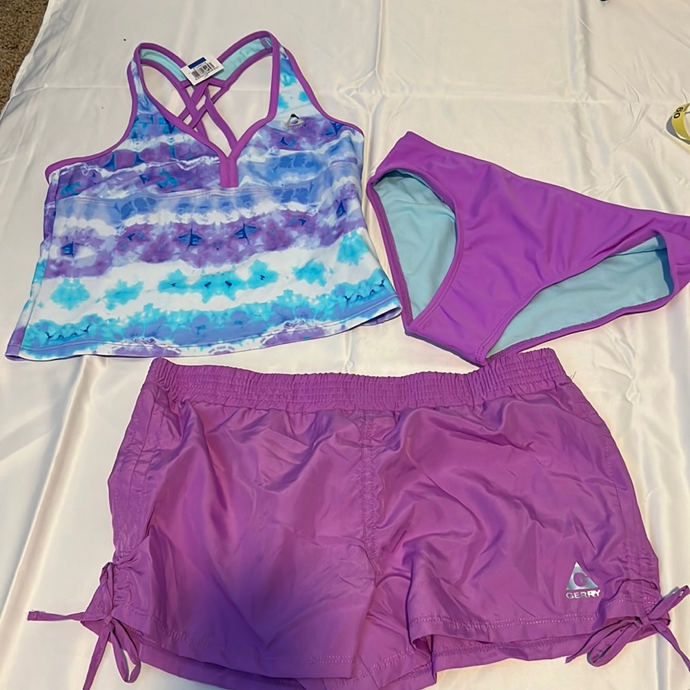 3pc swim purple girls size L14/16